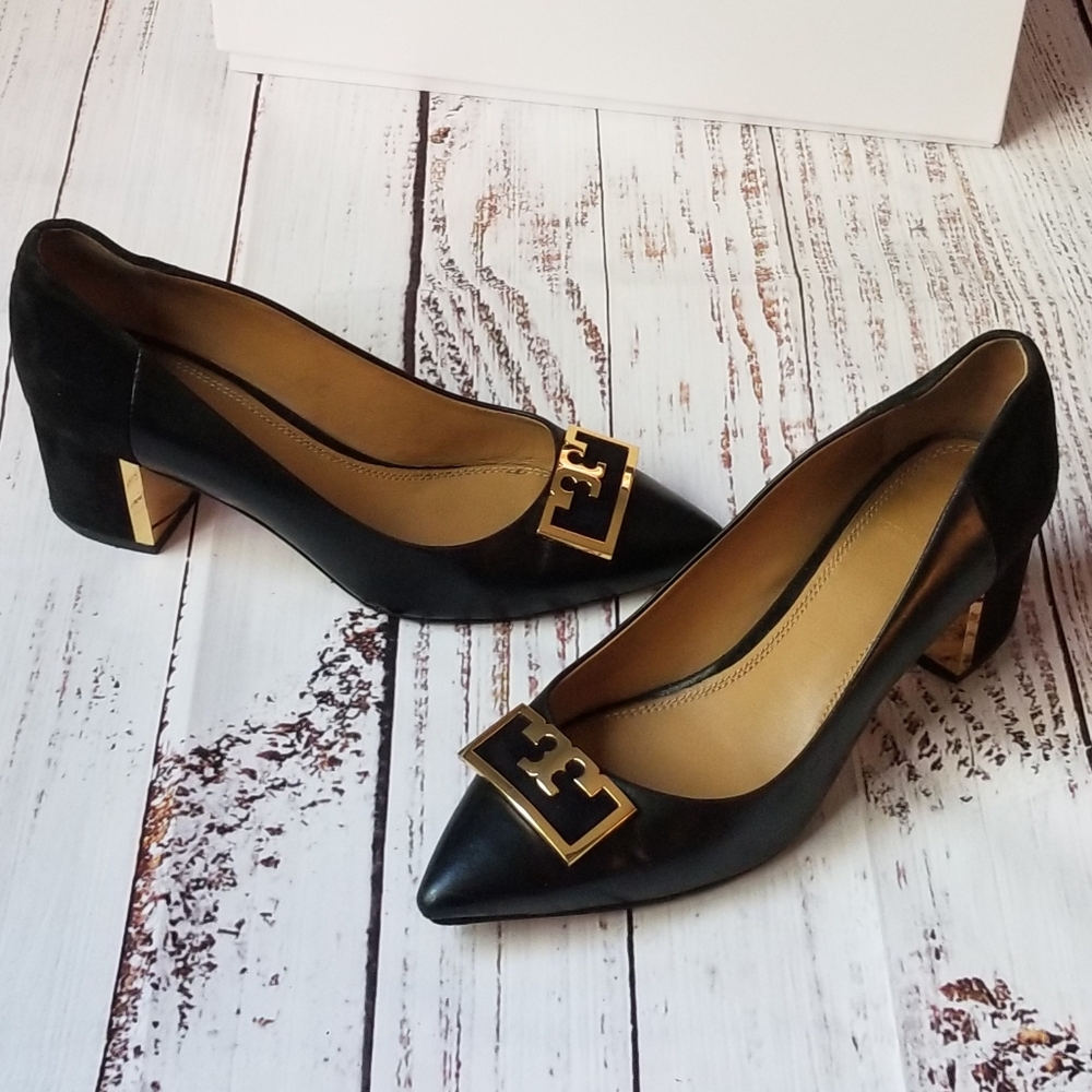 Tory Burch GiGi Leather Pointed Toe Pumps Black